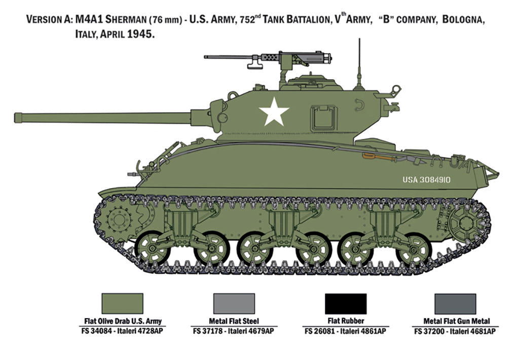Italeri 1:35 M4A1 Sherman with 7 Infantry Figures - 6568