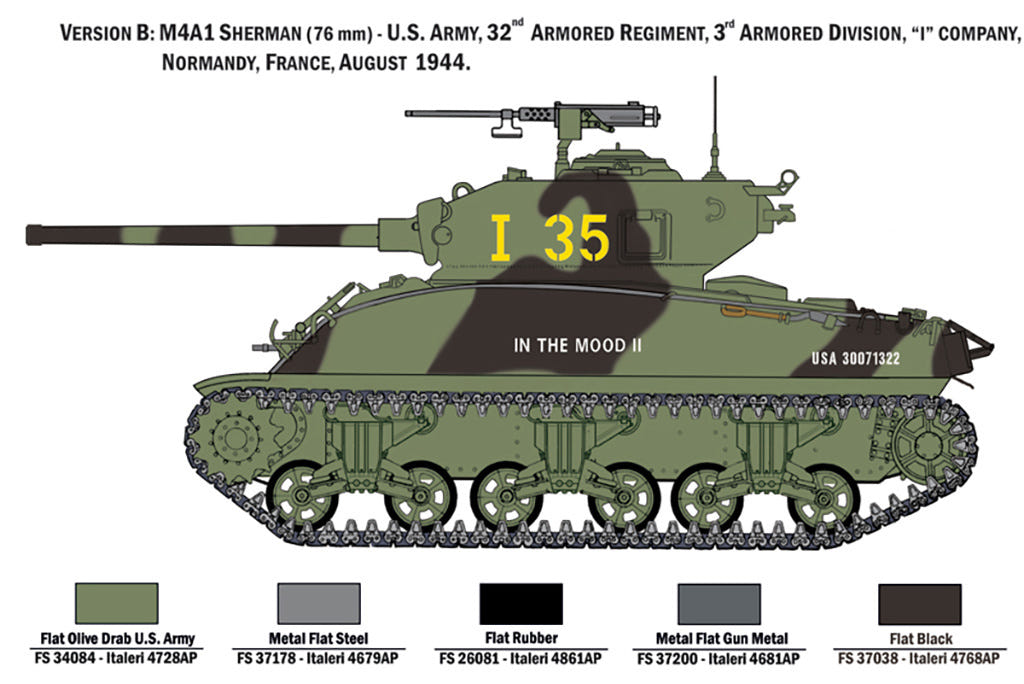 Italeri 1:35 M4A1 Sherman with 7 Infantry Figures - 6568