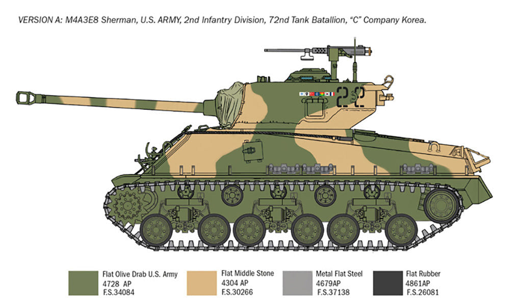 Italeri 1:35 M4A3E8 Sherman Korean War - 6586