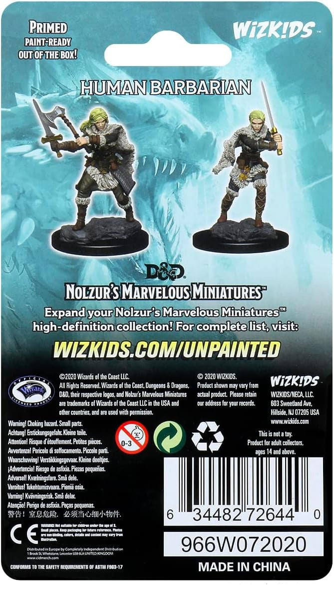 Human Female Barbarian (PACK OF 2): D&D Nolzur's Marvelous Unpainted Miniatures (W1) - Loaded Dice Barry Vale of Glamorgan CF64 3HD