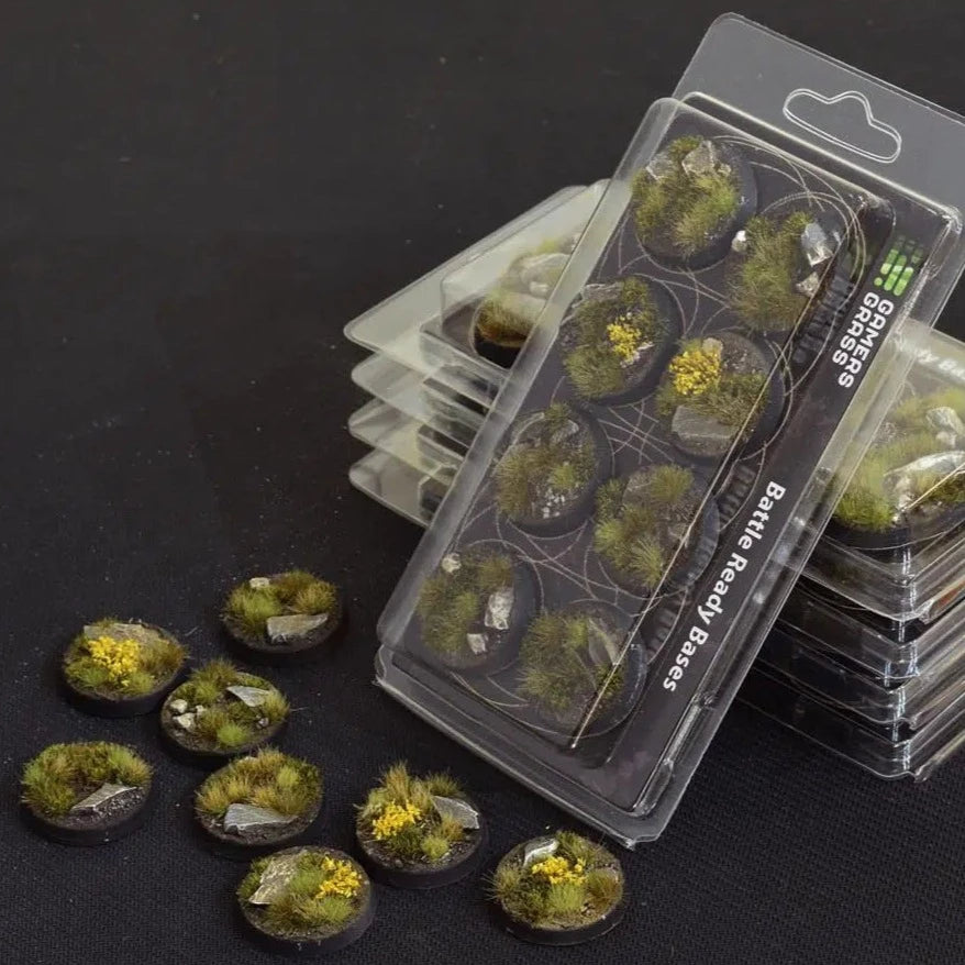 Gamers Grass Battle Ready Bases Highland Round 32mm (x8) - Loaded Dice