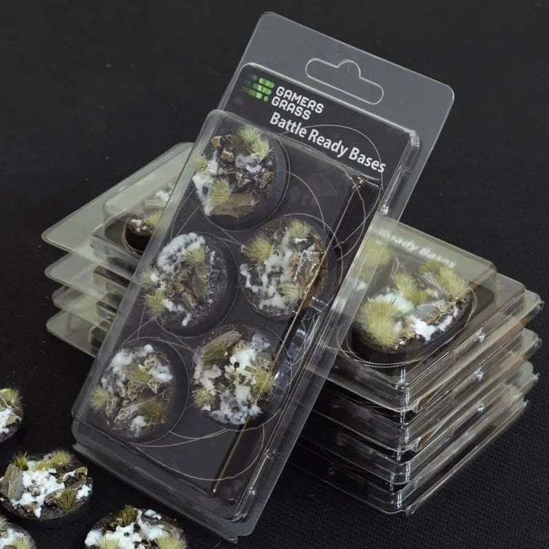 Gamers Grass Battle Ready Bases Winter Round 40mm (x5) - Loaded Dice