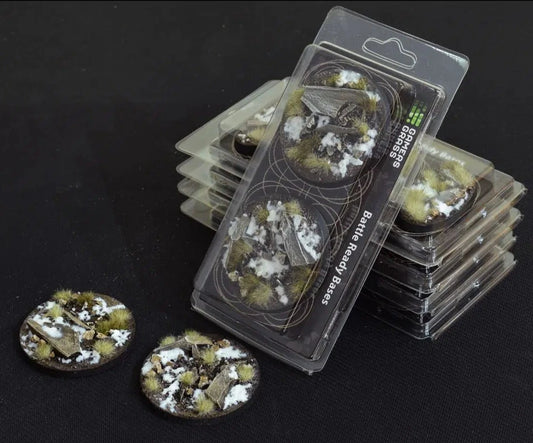 Gamers Grass Battle Ready Bases Winter Round 60mm (x2) - Loaded Dice