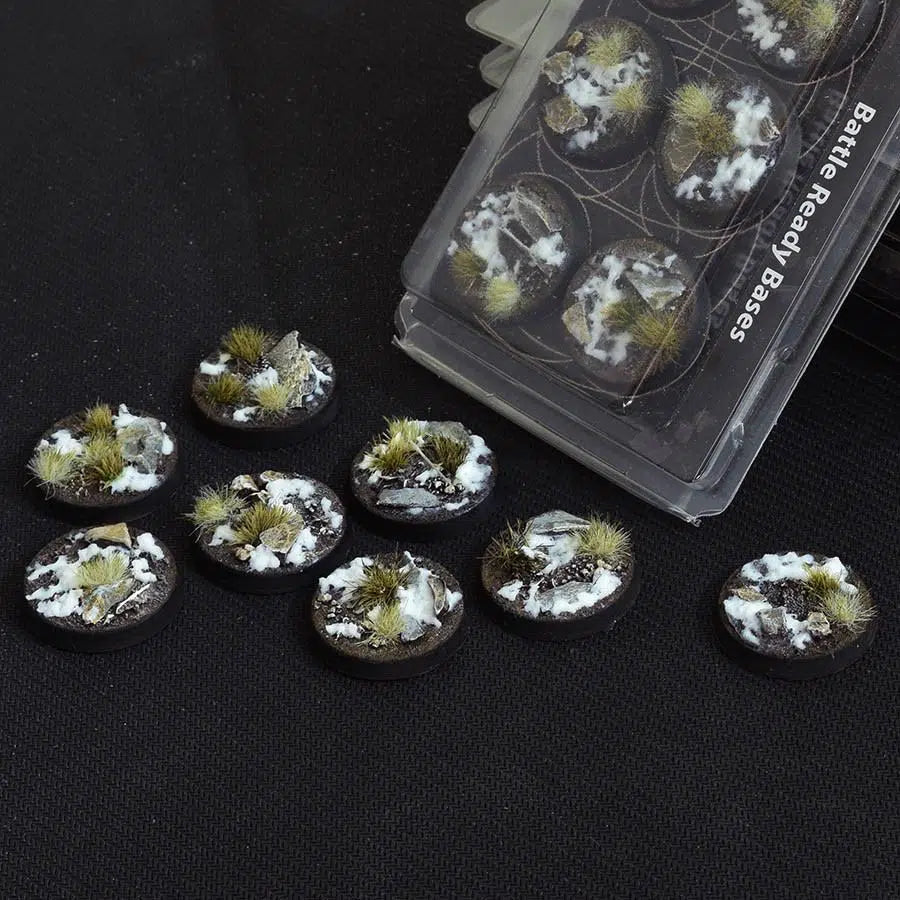 Battle Ready Bases Winter Round 32mm (x8) - Loaded Dice Barry Vale of Glamorgan CF64 3HD