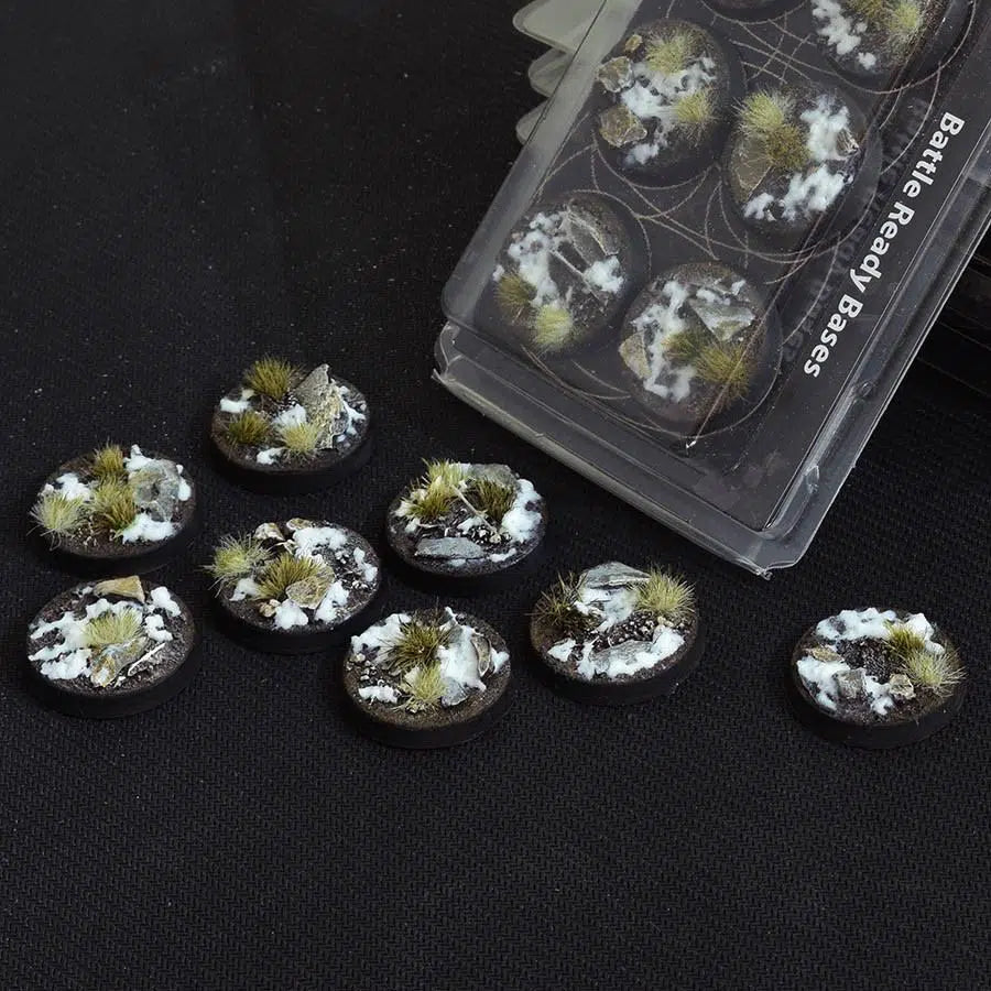 Gamers Grass Battle Ready Bases - Winter Round 32mm (x8) - Loaded Dice