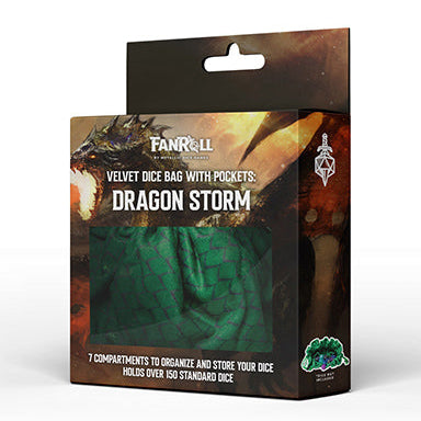 Fanroll - Dragon Storm Velvet Compartment Dice Bag - Green Dragon Scales