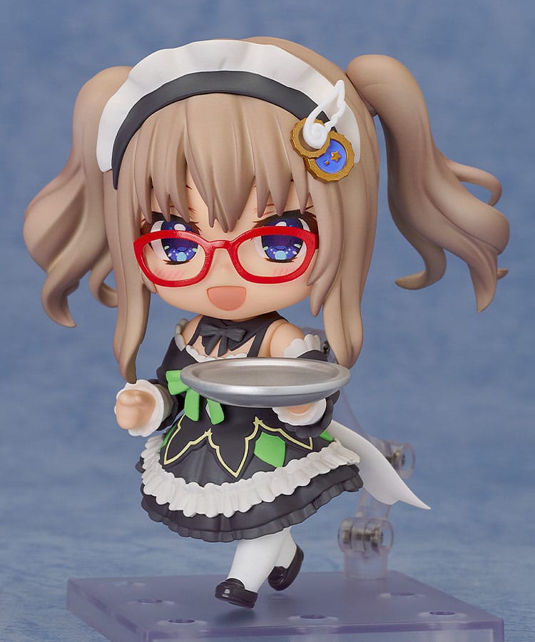 Miyako Kujo Maid Ver. Nendoroid mid-step with tray and a cheerful smile