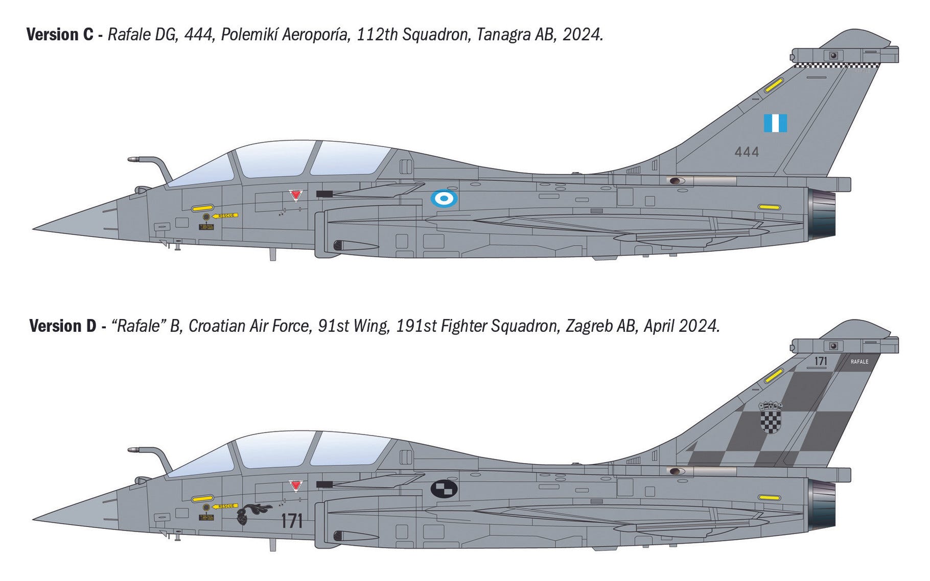 Italeri 1:72 Rafale B Two-Seat French Fighter Aircraft - 90092
