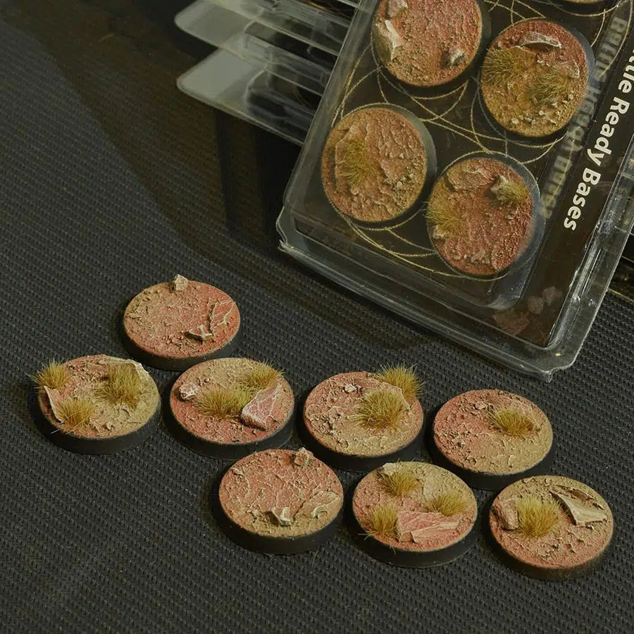 Gamers Grass Battle Ready Bases - Badlands Round 32mm (x8) - Loaded Dice