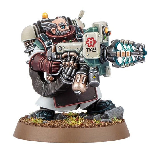 Toy figure with detailed armor and weapon on a white background