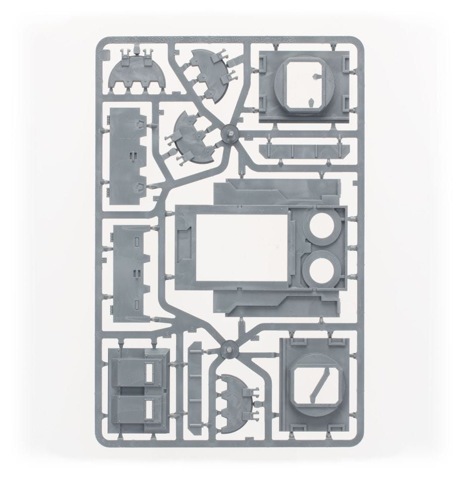 Games Workshop Legiones Astartes Deimos Pattern Rhino unpainted plastic sprue, frame 2 of 3