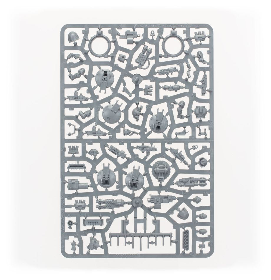 Games Workshop Legiones Astartes Deimos Pattern Rhino unpainted plastic sprue, frame 3 of 3