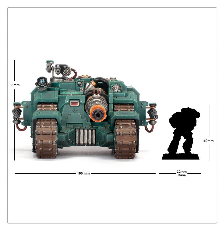 Sicaran Venator size comparison with dimensions, framed version of the scale guide