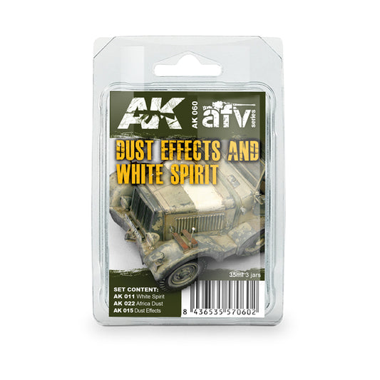 AK Interactive Dust Effects and White Spirit Set weathering set for scale models