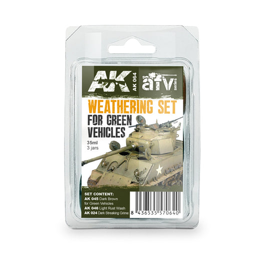 AK Interactive Green Vehicles Weathering Set weathering set for scale models