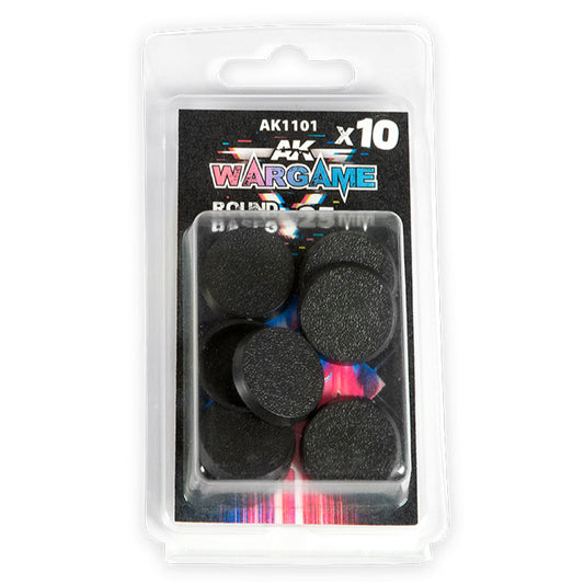 AK Interactive - Round Bases 25mm x 10 - Loaded Dice