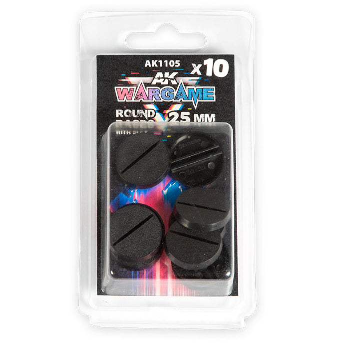 AK Interactive - Round Bases With Lip 25mm x 10 - Loaded Dice