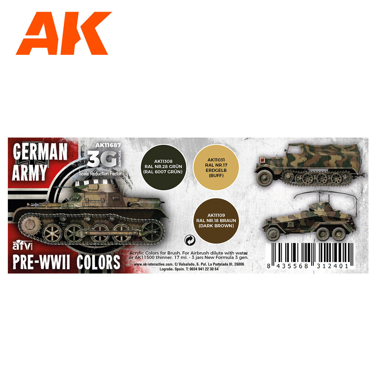 AK Interactive - German Army Pre-WWII Colors - Loaded Dice
