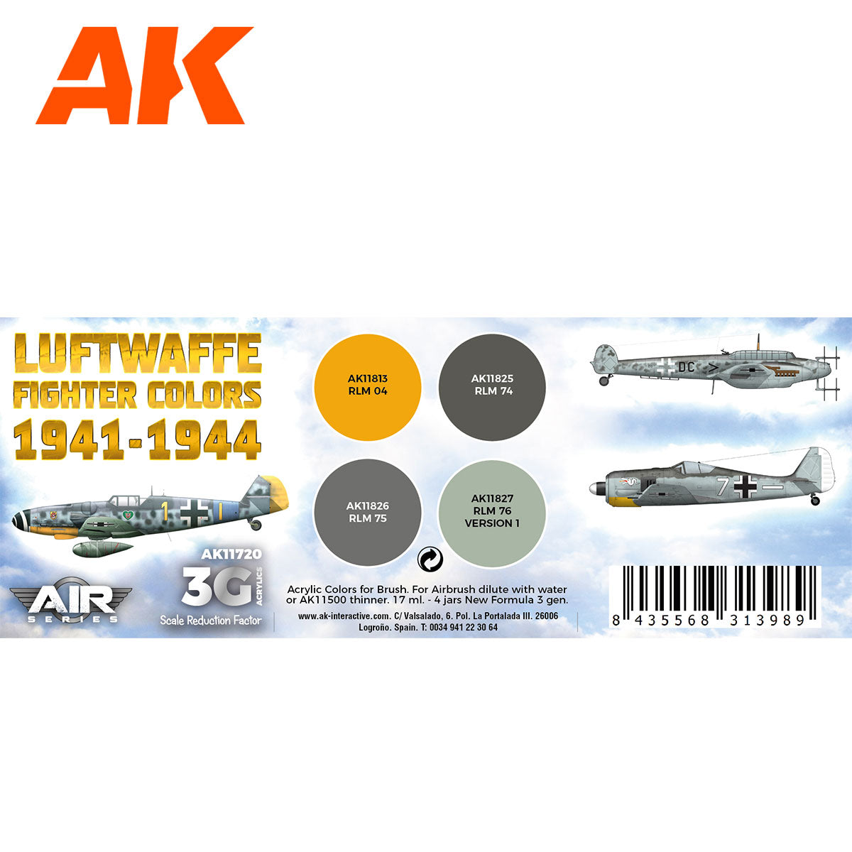 AK Interactive - Luftwaffe Fighter Colors 1941-1944 Set 3G - Loaded Dice