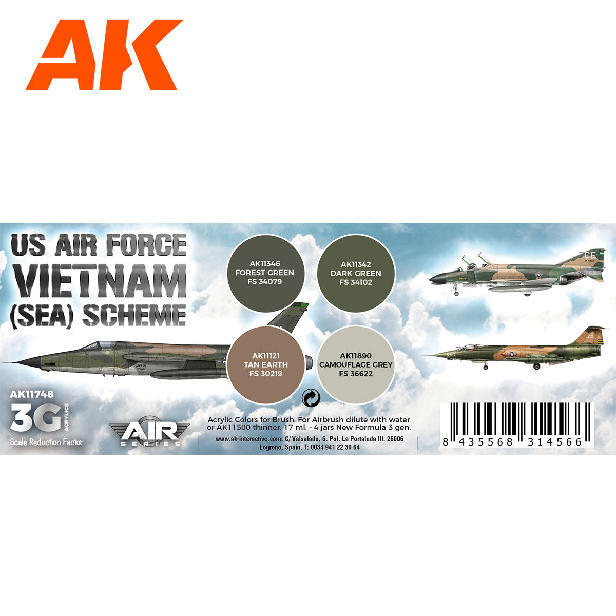 AK Interactive - US Air Force South East Asia (Sea) Scheme Set 3G - Loaded Dice