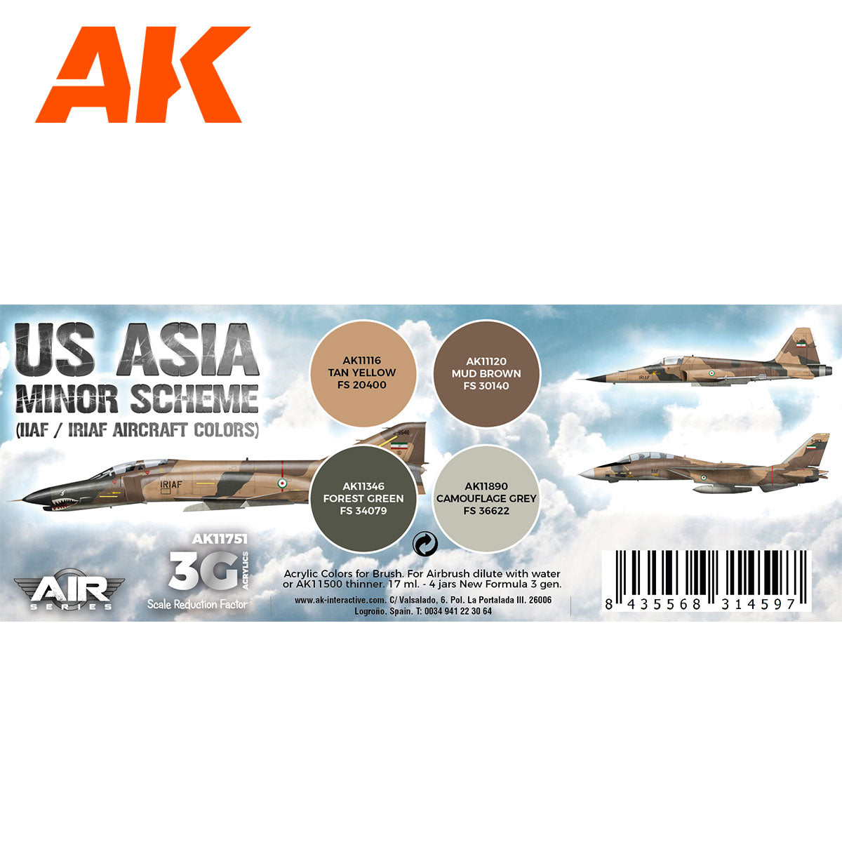 AK Interactive - US Asia Minor Scheme (IIAF/IRIAF Aircraft) Set 3G - Loaded Dice