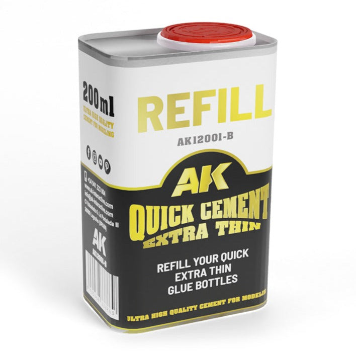AK Interactive - Refill Quick Cement Extra Thin (Glue) 200ml AK12001-B - Loaded Dice Barry Vale of Glamorgan CF64 3HD
