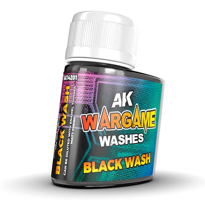 AK Interactive Wash for Wargamers - Black Wash 35ml AK14201 - Loaded Dice Barry Vale of Glamorgan CF64 3HD