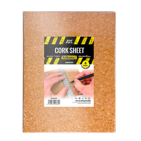AK Interactive Cork Sheets - Coarse Grained - 200 X 290 X 6mm (1 Sheets/Laminas) modelling construction material