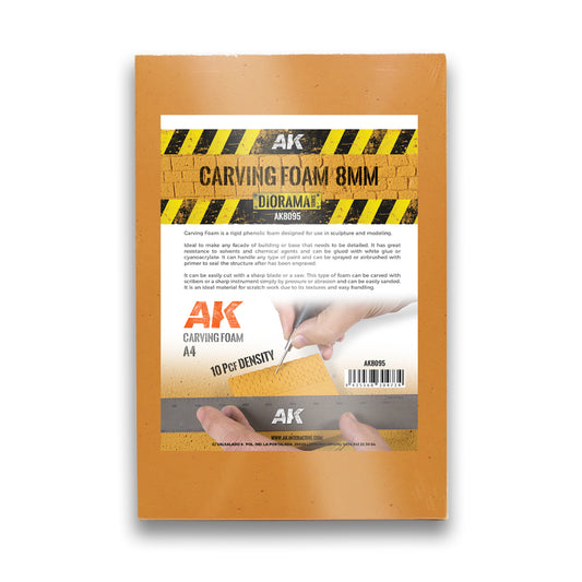 AK Interactive Carving Foam 8mm A4 Size (305 X 228mm) modelling construction material