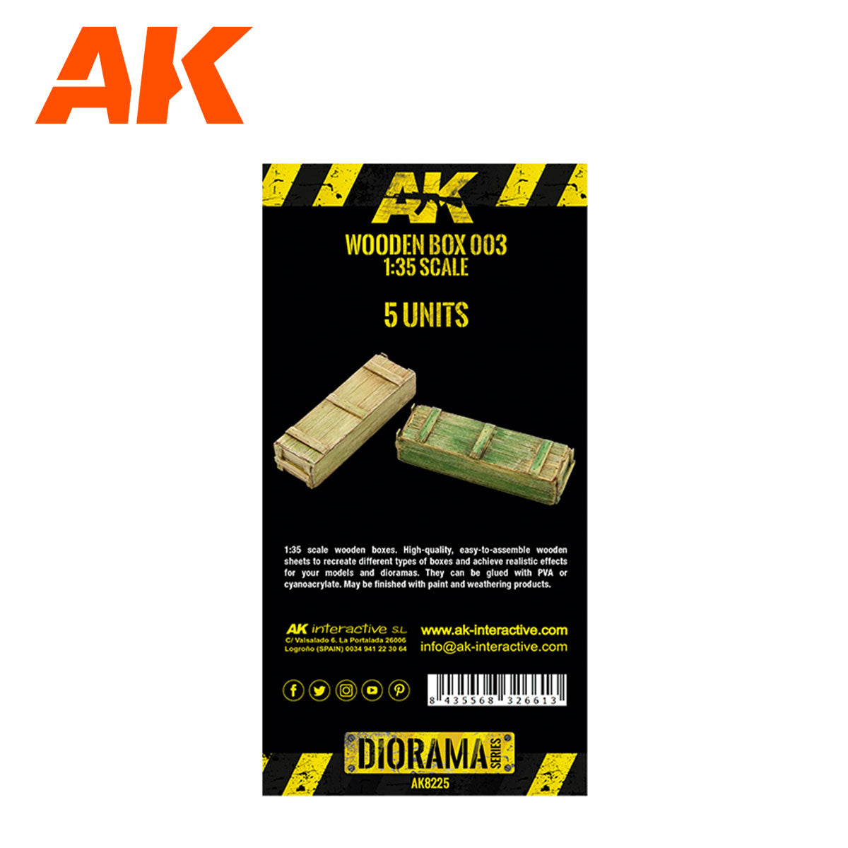 AK Interactive Laser Cut Wooden Box 003 1:35. (5 Units) AK8225 - Loaded Dice Barry Vale of Glamorgan CF64 3HD