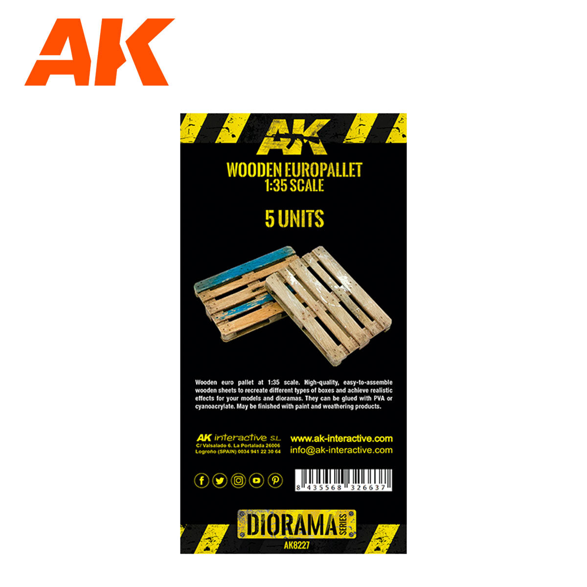 AK Interactive Laser Cut Wooden Euro Pallet 1:35 (5 Units) AK8227 - Loaded Dice Barry Vale of Glamorgan CF64 3HD