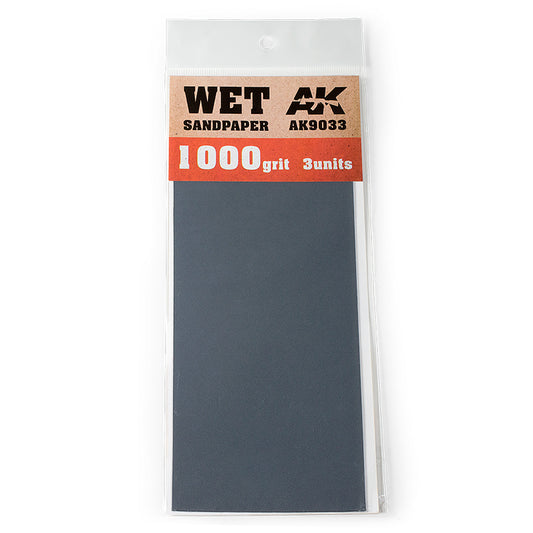 AK Interactive Wet Sandpaper 1000 Grit (Pack of 3) hobby tool