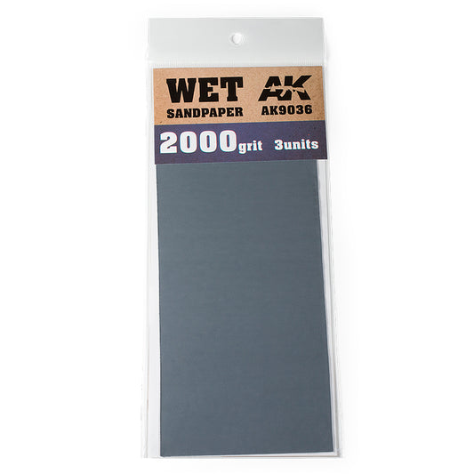 AK Interactive Wet Sandpaper 2000 Grit (Pack of 3) hobby tool