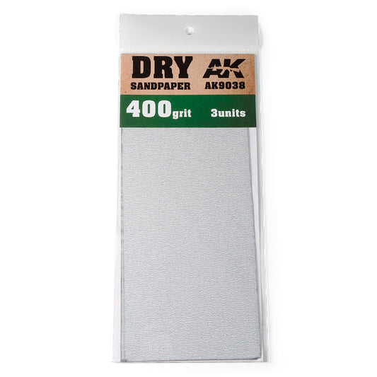AK Interactive Dry Sandpaper 400 Grit (Pack of 3) hobby tool