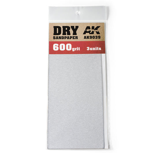 AK Interactive Dry Sandpaper 600 Grit (Pack of 3) hobby tool