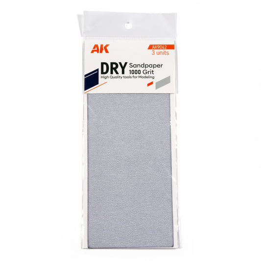 AK Interactive Dry Sandpaper 1000 Grit (Pack of 3) hobby tool