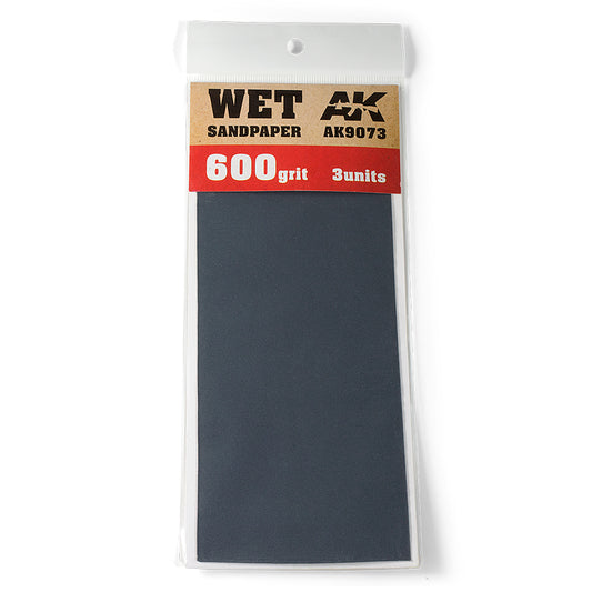 AK Interactive Wet Sandpaper 600 Grit (Pack of 3) hobby tool