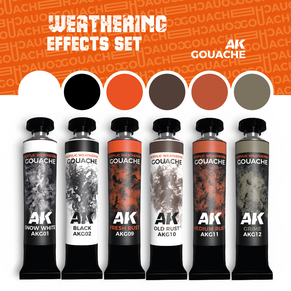 AK Interactive Gouaches Weathering Effects Set (AKG25) - Loaded Dice