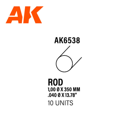 AK Interactive - Rod 1.00 Diameter x 350mm - Styrene Strip - Loaded Dice