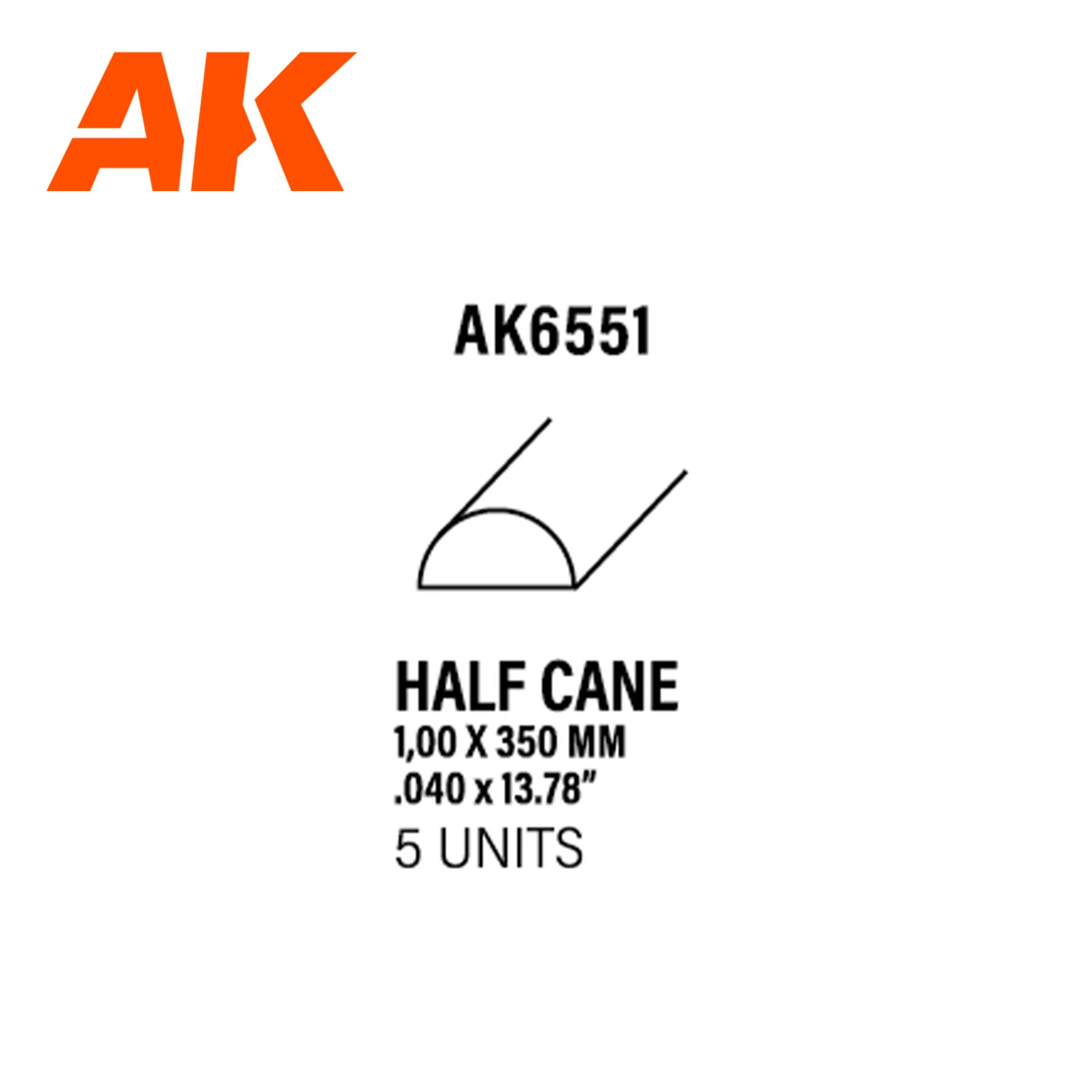 AK Interactive - Half Cane 1mm x 350mm - Styrene Strip - Loaded Dice