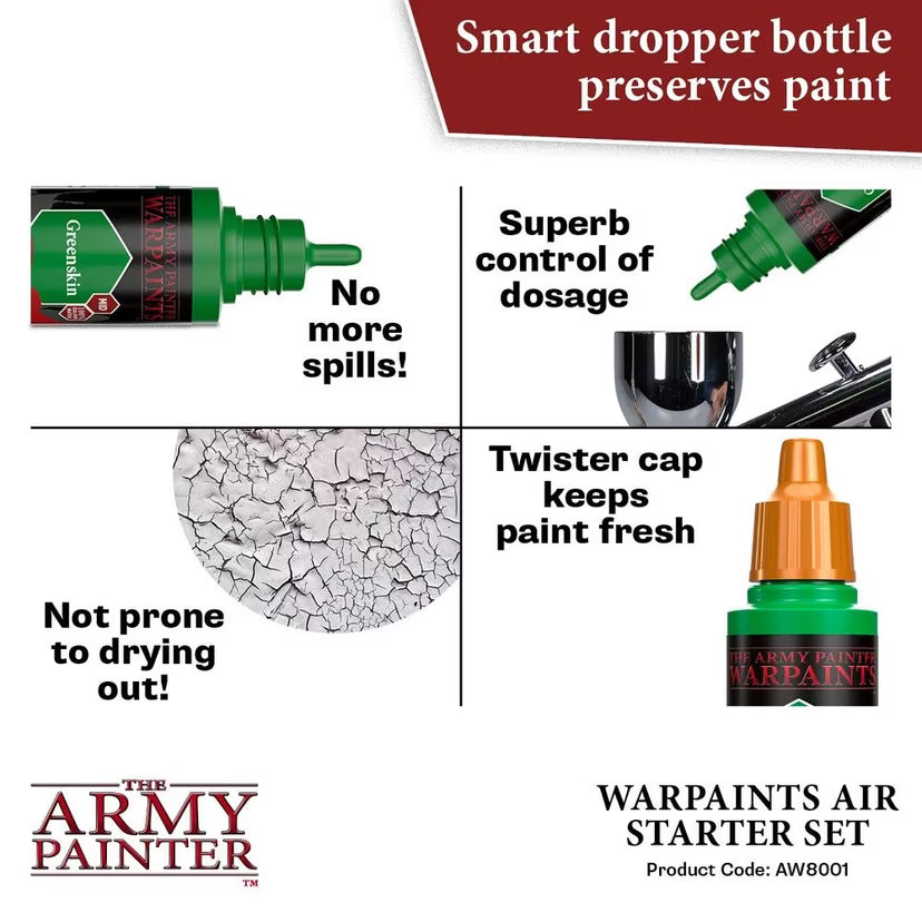 The Army Painter, Airbrush Starter Bundle, inclusief: Air Starter Set, DipIt Brush, Air Anti-Shine Varnish, Airbrush Cleaner en Medium – geschikt voor DnD, Warhammer en Wargaming The Army Painter, Airbrush Starter Bundle, inclusief: Air Starter Set, DipIt Brush, Air Anti-Shine Varnish, Airbrush Cleaner en Medium – geschikt voor DnD, Warhammer en Wargaming
