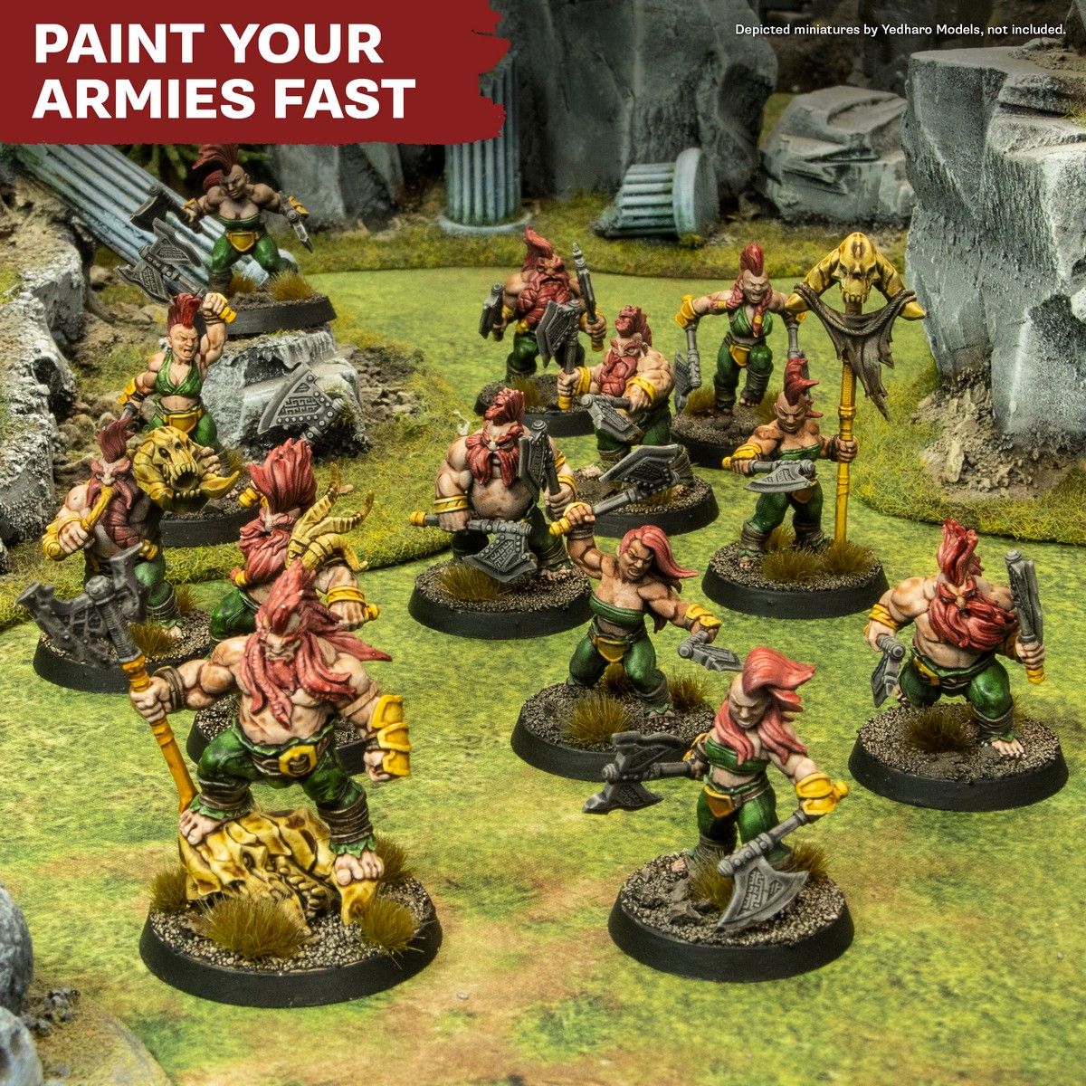 Fantasy army painted quickly with Speedpaint Markers on a tabletop battlefield