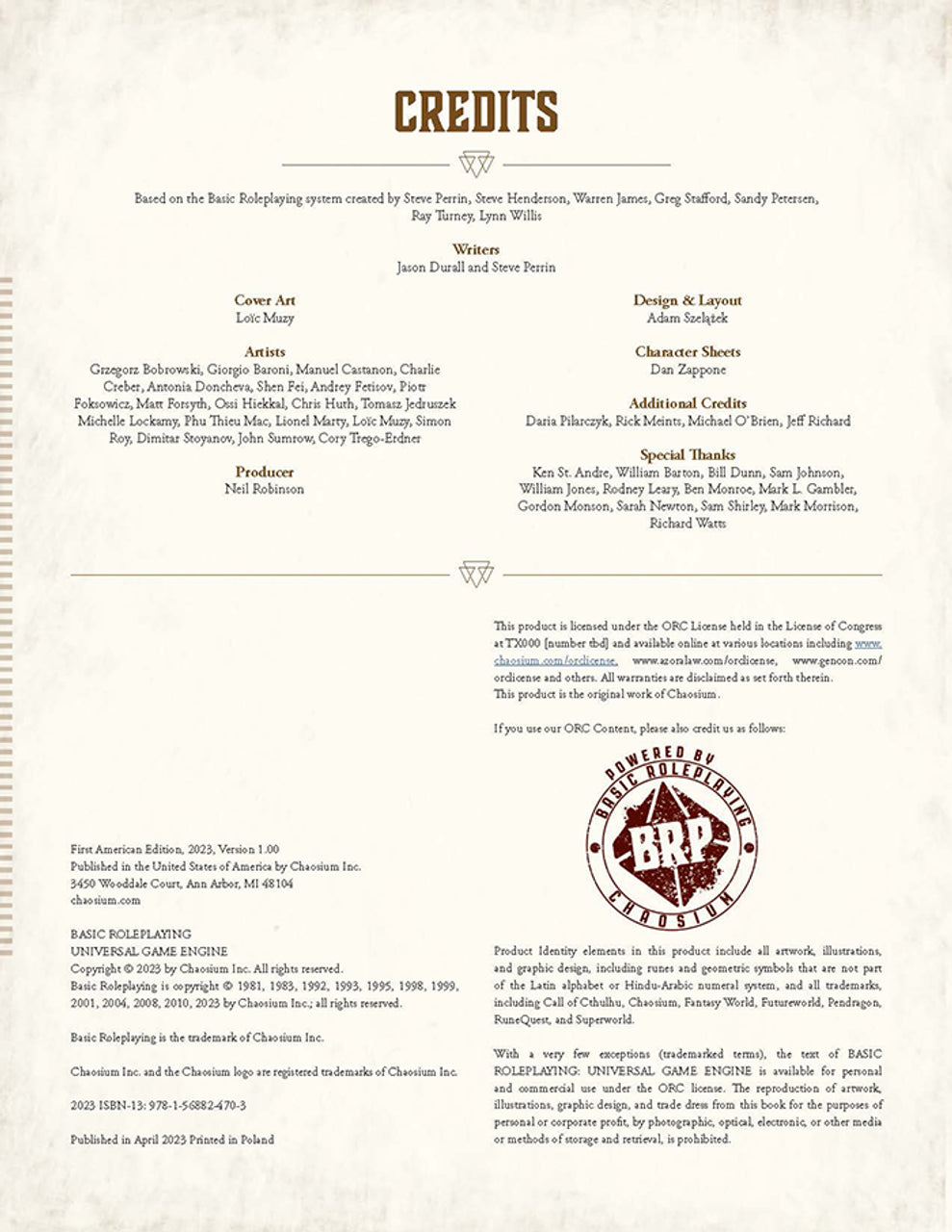 Basic RolePlaying - Universal Game Engine Hardcover - Loaded Dice