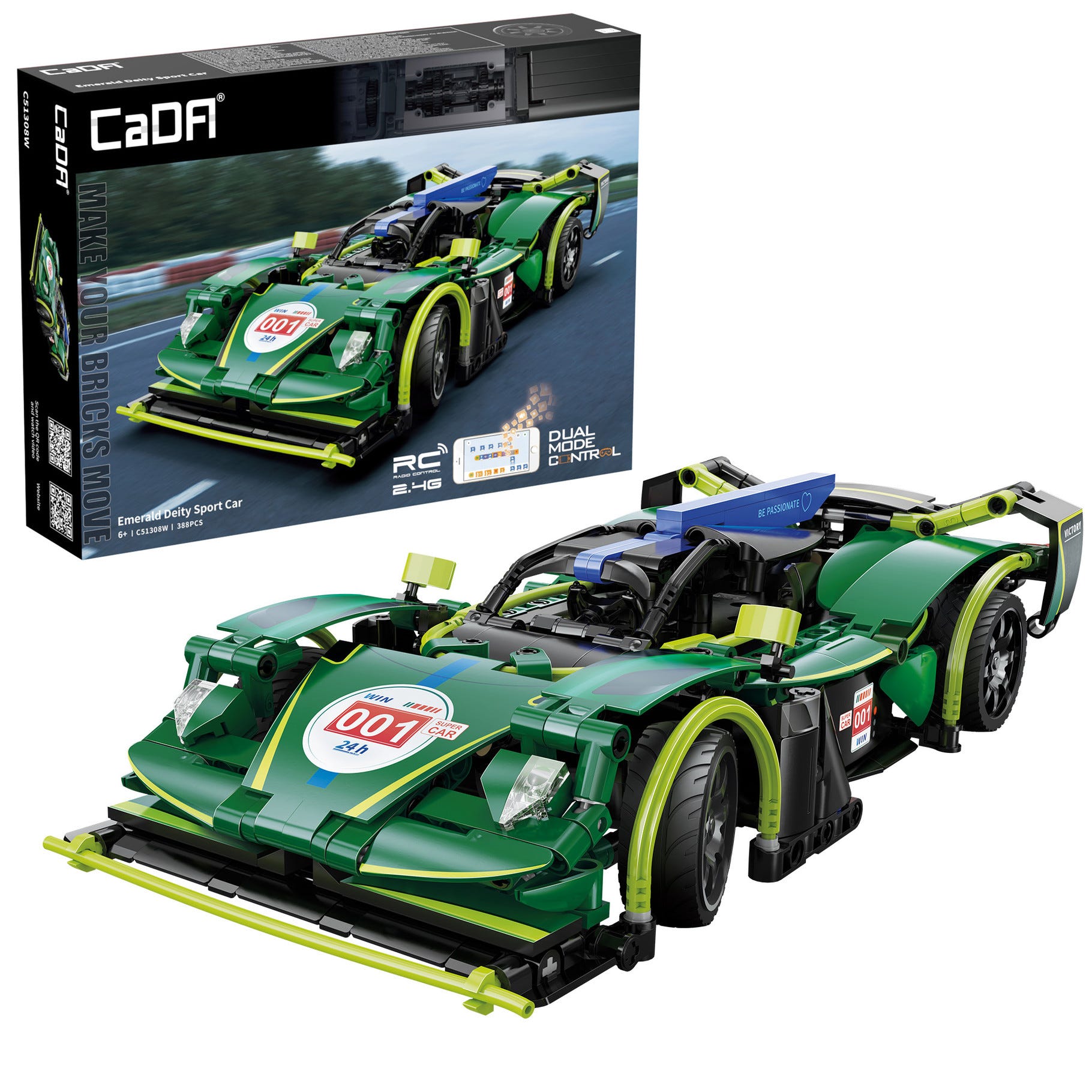CaDA 1:14 Emerald Deity Sports Car - 388 pcs - C51308W