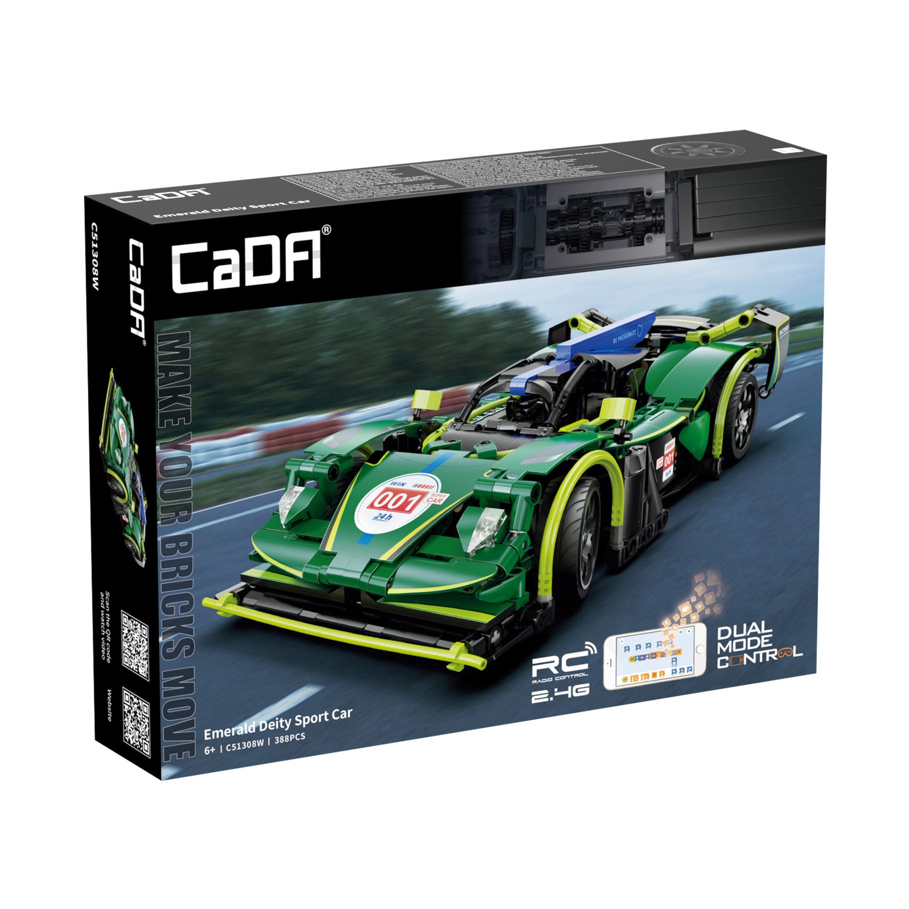 CaDA 1:14 Emerald Deity Sports Car - 388 pcs - C51308W