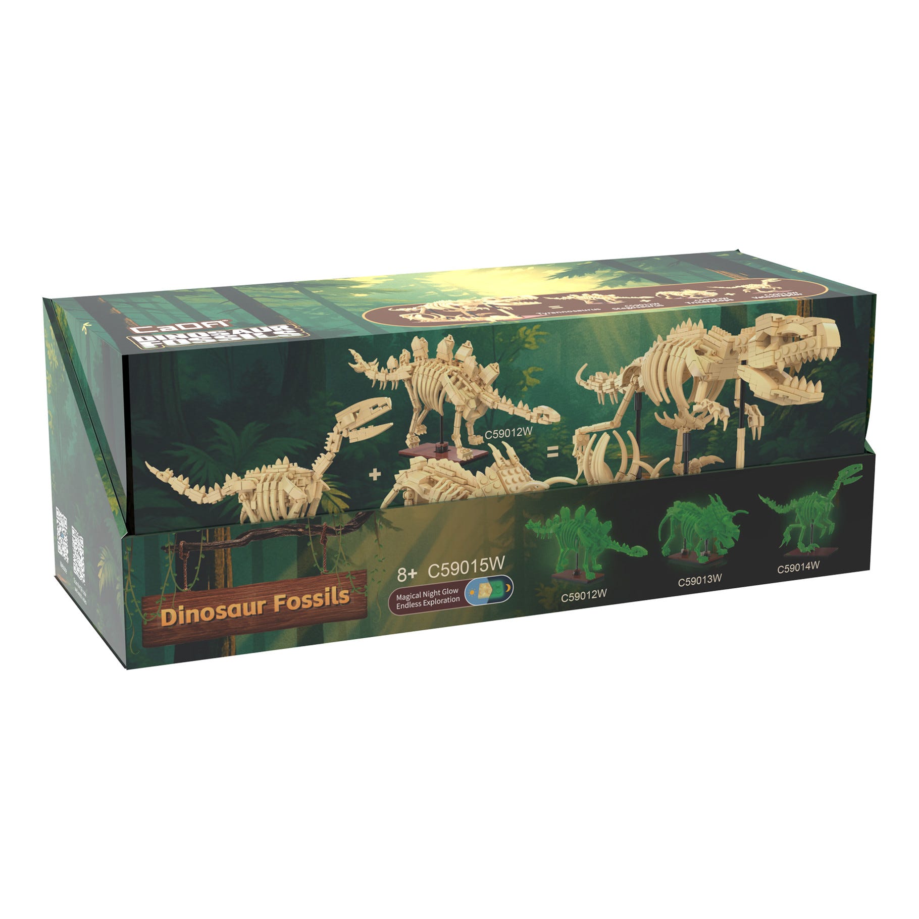 CaDA Tray of 3 Dinosaur Eggs with Stegosaurus Triceratops & Velociraptor - C59015W