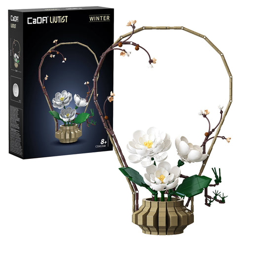 CaDA Oriental Floral Art: Winter brick construction model kit