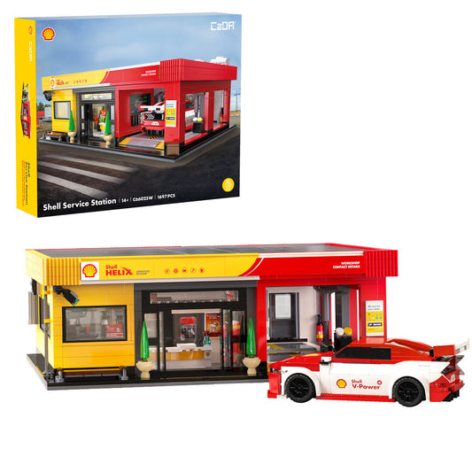 CaDA Shell Service Station with Car - 1697 pcs - C66025W