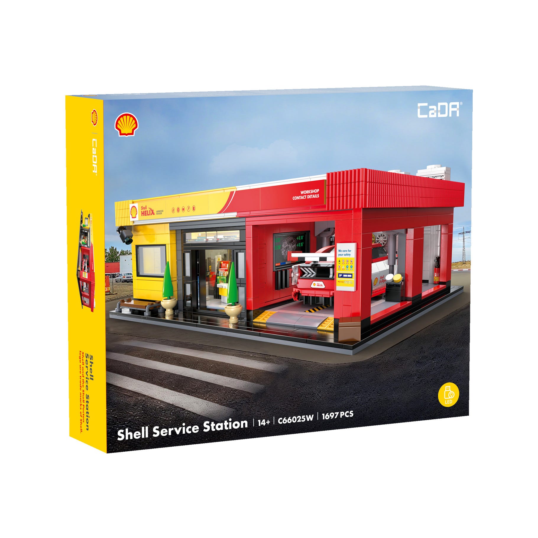 CaDA Shell Service Station with Car - 1697 pcs - C66025W