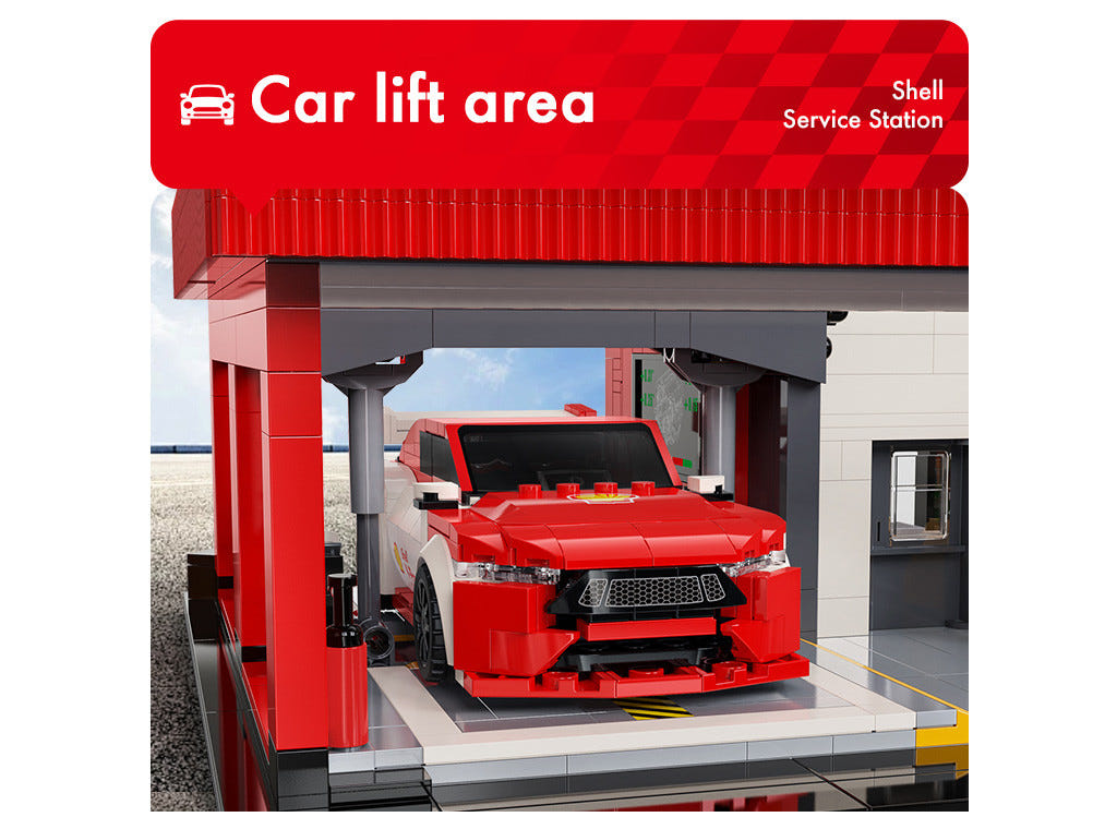 CaDA Shell Service Station with Car - 1697 pcs - C66025W